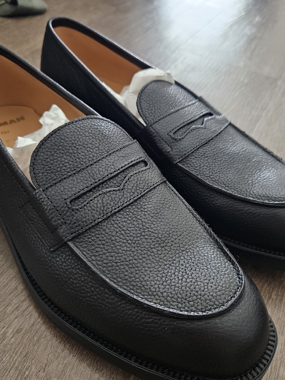 Men's Black Pebbled Leather Penny Loafers - Comfort Slip-On